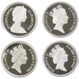 Pre-Owned 1984-1987 UK Proof Piedfort £1 Silver 4 Coin Collection - VAT Free