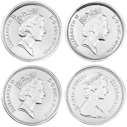Pre-Owned 1984-1987 UK Proof Piedfort £1 Silver 4 Coin Collection - VAT Free