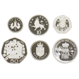Pre-Owned United Kingdom Silver Piedfort Proof Six Coin Collection - VAT Free