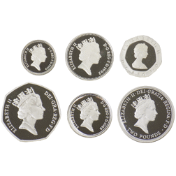 Pre-Owned United Kingdom Silver Piedfort Proof Six Coin Collection - VAT Free