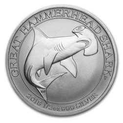 Pre-Owned 2015 Australian Great Hammerhead Shark 1/2oz Silver Coin - VAT Free