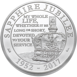 Pre-Owned 2017 UK Sapphire Jubilee of Queen Elizabeth II £5 Proof Silver Coin - VAT Free