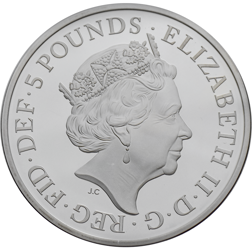 Pre-Owned 2017 UK Sapphire Jubilee of Queen Elizabeth II £5 Proof Silver Coin - VAT Free
