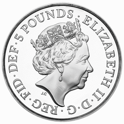 Pre-Owned 2017 UK Sapphire Jubilee of Queen Elizabeth II £5 Proof Silver Coin - VAT Free
