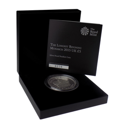 Pre-Owned 2015 UK The Longest Reigning Monarch £5 Silver Coin - VAT Free