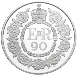 Pre-Owned 2016 UK 90th Birthday of Queen Elizabeth II £5 Piedfort Proof Silver Coin - VAT Free
