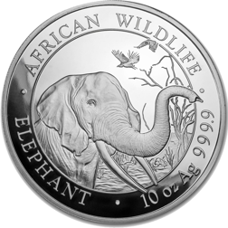 Pre-Owned Somalian Elephant 10oz Silver Coin - Mixed Dates - VAT Free