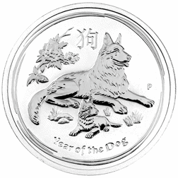 Pre-Owned 2018 Australian Lunar Dog 1/2oz Silver Coin - VAT Free