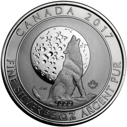 Pre-Owned 2017 Canadian Howling Wolf 3/4oz Silver Coin - VAT Free
