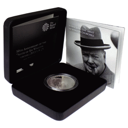 Pre-Owned 2015 UK Death of Winston Churchill £5 Piedfort Proof Silver Coin - VAT Free