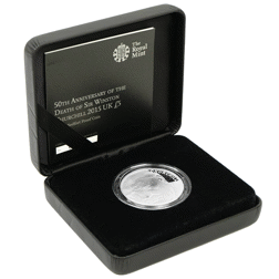 Pre-Owned 2015 UK Death of Winston Churchill £5 Piedfort Proof Silver Coin - VAT Free