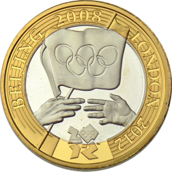 Pre-Owned 2008 UK Olympic Games Handover Ceremony £2 Piedfort Proof Silver Coin - VAT Free