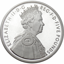 Pre-Owned 2012 UK Queen Elizabeth II Diamond Jubilee £5 Piedfort Proof Silver Coin - VAT Free