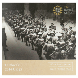 Pre-Owned 2014 UK 100th Anniversary of the First World War £2 Piedfort Proof Silver Coin - VAT Free