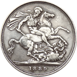 Pre-Owned 1889 UK Queen Victoria Silver Crown- VAT Free