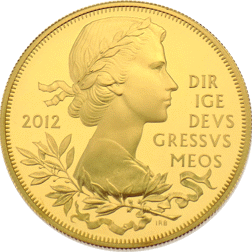 Pre-Owned 2012 UK Queens Diamond Jubilee £5 Gold-Plated Proof Silver Coin - VAT Free