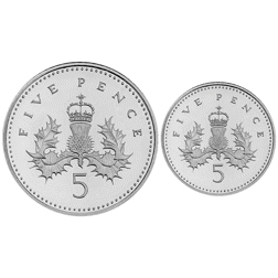 Pre-Owned 1990 UK 5p Proof Silver 2-Coin Set - VAT Free