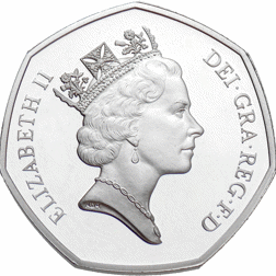 Pre-Owned 1992-1993 UK 50p Proof Silver Coin - VAT Free