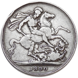 Pre-Owned 1890 UK Victoria Jubilee Head Silver Crown - VAT Free