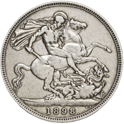 Pre-Owned 1898 UK Victoria Veiled Head Silver Crown - VAT Free
