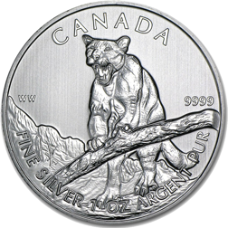 Pre-Owned 2012 Canadian Growling Cougar 1oz Silver Coin - VAT Free