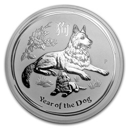 Pre-Owned 2018 Australian Lunar Year of the Dog 10oz Silver Coin - VAT Free