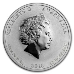 Pre-Owned 2018 Australian Lunar Year of the Dog 10oz Silver Coin - VAT Free