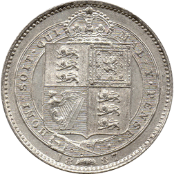 Pre-Owned 1887 Victoria Jubilee Head Silver Shilling Coin - VAT Free