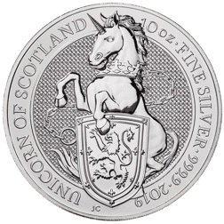 2019 UK Queen’s Beasts The Unicorn 10oz Silver Coin