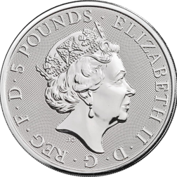 Pre-Owned 2018 UK Queen’s Beasts Black Bull of Clarence 2oz Silver Coin - VAT Free