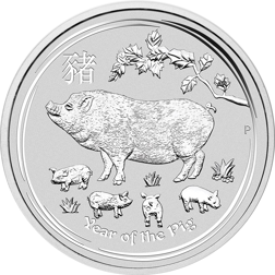 Pre-owned 2019 Australian Lunar Pig 1kg Silver Coin - VAT Free