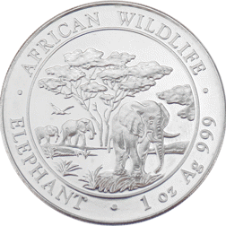 Pre-Owned 2012 Somalian Elephant 1oz Silver Coin - VAT Free