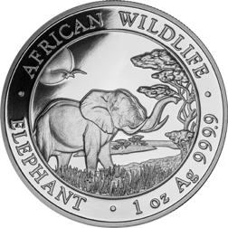 Pre-Owned Somalian Elephant 1oz Silver Coin - Mixed Dates - VAT Free