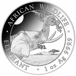 Pre-Owned Somalian Elephant 1oz Silver Coin - Mixed Dates - VAT Free