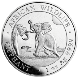 Pre-Owned Somalian Elephant 1oz Silver Coin - Mixed Dates - VAT Free