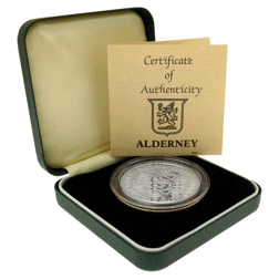 Pre-Owned 1989 Alderney Royal Visit £2 Piedfort Silver Proof Coin- VAT Free