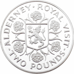 Pre-Owned 1989 Alderney Royal Visit £2 Piedfort Silver Proof Coin- VAT Free