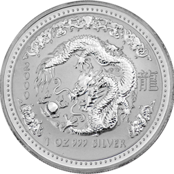 Pre-Owned 2000 Australian Lunar Dragon 1oz Silver Coin. Series I - VAT Free
