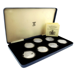 Pre-Owned 1980 UK Queen Mother 80th Birthday Crown Silver Proof 7-Coin Collection - VAT Free