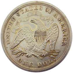 Pre-Owned 1872 Seated Liberty Dollar Silver Coin - VAT Free