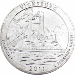 Pre-Owned 2011 ATB Vicksburg National Military Park 5oz Silver Coin - VAT Free