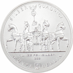 Pre-Owned 2015 Germany 1990 Reunification 1oz Silver Quadriga Round