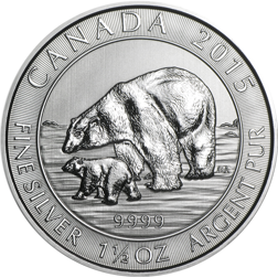 Pre-Owned 2015 Canadian Polar Bear 1.5oz Silver Coin - VAT Free