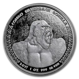 Pre-Owned Congo 2017 Silverback Gorilla 1oz Silver Coin - VAT Free