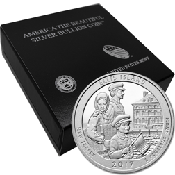 Pre-Owned 2017 ATB Ellis Island 5oz Silver Coin with Gift Box - VAT Free