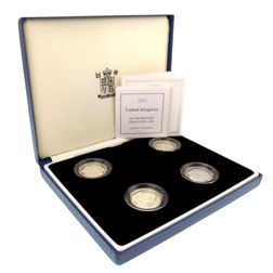 Pre-Owned 1999-2002 UK £1 Silver Piedfort Proof 4-Coin Set - VAT Free