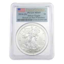 Pre-Owned 2014 USA Eagle San Francisco 1oz Silver Coin PGCS MS69 - 521928.69/29567248 - VAT Free