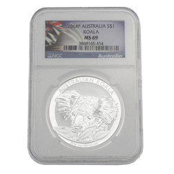 Pre-Owned 2014 Australian Koala 1oz Silver Coin NGC MS69 38681165-454 - VAT Free