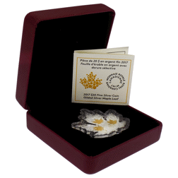 Pre-Owned 2017 Canadian Mint Gilded Maple Leaf $20 Fine Silver Coin - VAT Free