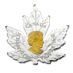 Pre-Owned 2017 Canadian Mint Gilded Maple Leaf $20 Fine Silver Coin - VAT Free